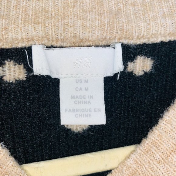 H&M Cream and Black Polka Dot Sweater Sz‎ M - Picture 8 of 9